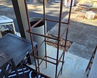 #157	Rusty 4 shelf Display (missing Shelves or tile) - 9.5 square x 39T	 $20.00 