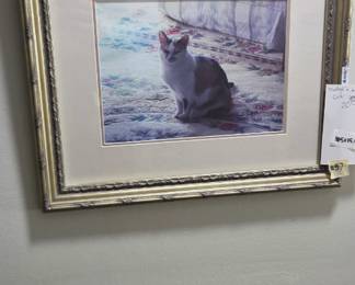 #57	Matted & Framed Cat Picture - 18.5x15.5 	 $20.00 