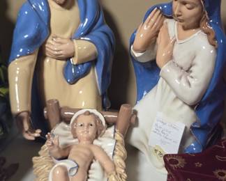 #70	Vintage Ceramic Three-piece Holy Family Nativity Figurine Set	 $40.00 
