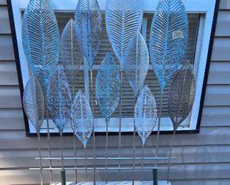 #177	Stainless Steel Yard Art Stakes w/decorative metal Leaves Painted - 29x38	 $30.00 