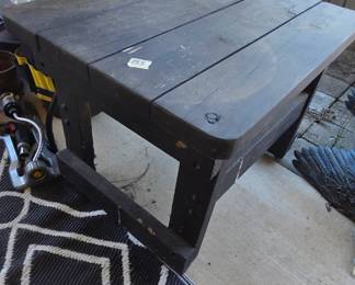 #155	Black Painted Side Table on Wheels (as is finish) - 29x22.5x21.5	 $30.00 