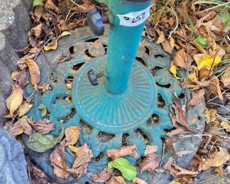 #252	Heavy Metal Green Painted Umbrella Base Stand - 17x12	 $20.00 