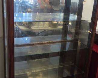 #24	Wood Display Cabinet w/3 Glass shelves and Beveled Glass door that slides both ways on Front - lighted - 42x15x60	 $200.00 