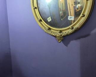 #7	Antique Giltwood Framed Regency Convex ButlersWall Mirror 23" Round (Eagle Body Detached)  and needs silvering	 $200.00 