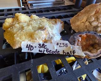 #238	3 piece Collection w/1 geode and 2 crystal Matrix Pieces  (largest piece is 8')	 $40.00 