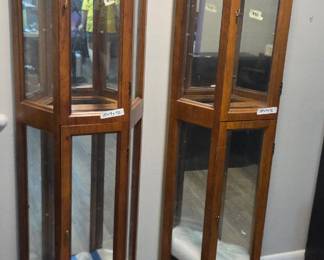#19	Pulaski Furniture Wood Half Round Display Cabinet w/5 Glass Shelves and 2 glass doors - lighted - 25x9x72	 $75.00  #20	Pulaski Furniture Wood Half Round Display Cabinet w/5 Glass Shelves and 2 glass doors - lighted - 25x9x72	 $75.00 
