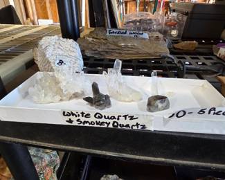 #233	White Quartz and Smokey Quartz  Crystals - set of 5	 $30.00 