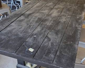 #149	Black Wood painted Rolling Picnic Table 81x31x28 as is 	 $175.00 