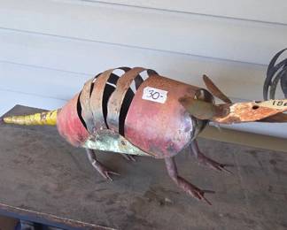 #186	Metal Armadillo Yard Art - Multi-Color Rustic - 25x6Wx10T	 $30.00 