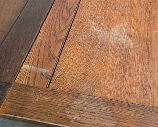 #12	Kings Table Wood Trestle Tablel w/Pull-out extendable leaves that fit back underneath the table - 4878x36c29.5  (finish Issues)	 $225.00 