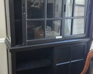 #78	Black Painted Display Cabinet w/2 glass sliding Doors and 2 sliding wood-like doors w/4 shelves - 48x15x72	 $175.00 
