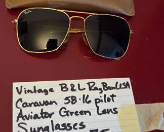 #193	Vintage B & L Ray Ban USA Caravan 58-16 Pilot Aviator Green Lens Sunglasses	 $75.00 