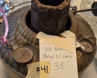 #41	Old American Brass Oil Lamp	 $35.00 