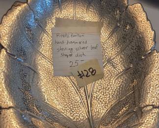 #28	Reed & Barton Hand-Hammered Sterling Silver Leaf Shaped Dish	 $25.00 