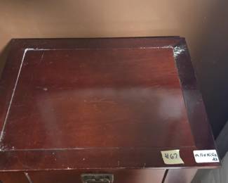 #67	Wood Jewelry Armoire w/flip-out sides and lift-up Top w/8 drawers - 19.5x15.5x42	 $75.00 