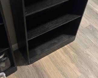 #17	Black Painted 3 shelf Bookcase  w/small lip on top- 25x9x36	 $25.00  #18	Black Painted 3 Shelf Bookcase w/small lip on Top - 25x9x36	 $25.00 