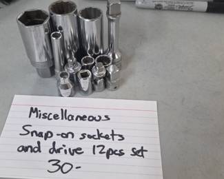 #199	Misc. Snap ON Sockets and Drivers - 12 pc set	 $30.00 