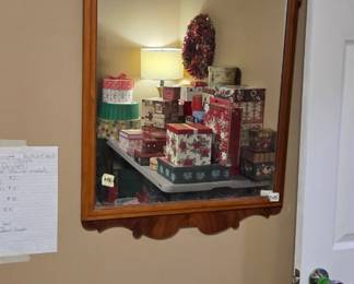 #86	Wood Framed Rectangular Mirror w/Wood Carvings - 23x45	 $100.00 