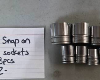 #130	Vintage Snap-on Shallow Sockets 8 pcs	 $32.00 
