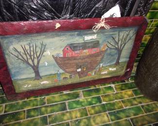 NOAH'S ARK Painting on Slate