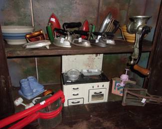 Vintage Irons, Kitchen Utensils, misc 