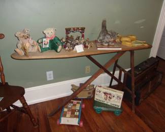 Antique Ironing Board, STEIF BEARS, Rare STEIF Cat, misc