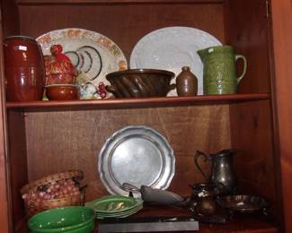 Glassware, Pottery, Pewter, Silverplate