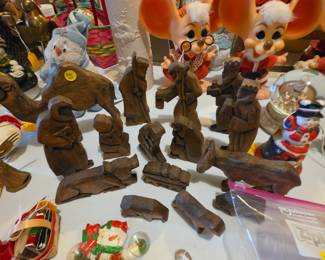 Hand carved wood nativity set