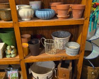Planters, old sewing machine table drawers