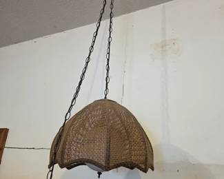 Vintage Wicker MCM hanging lamp - will need wiring work
