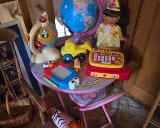 Dora table and Chair, Dora doll, kids globe and more