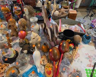 Vintage decor and trinkets from world travels.