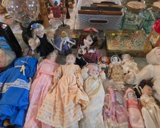 Vintage and antique dolls - some porcelain
