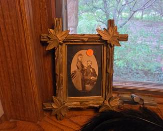 Vintage wood carved frame with leaf accents