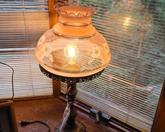 Vintage pink glass lamp