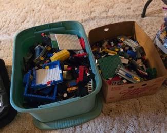 Legos, large tub and large box
