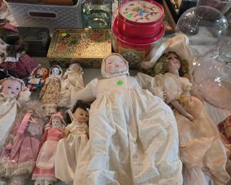 Vintage and antique dolls - some porcelain