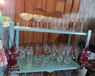 Vintage wine, champagne and liquor glasses
