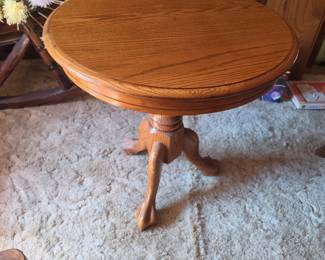Oak Clawfoot Accent Table