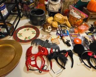 Halloween decor and costume headbands, gourds