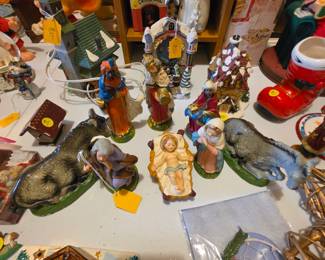 Vintage nativity set (one Wiseman needs head repair).