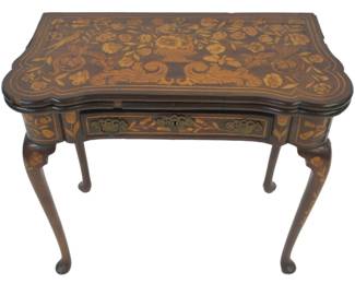 Antique Dutch Marquetry Inlaid Game Table