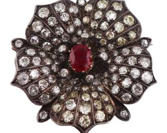 Natural Untreated BURMESE Ruby Brooch