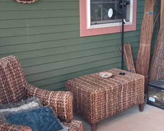 Rattan Chair and Coffee Table
