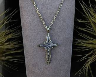 Vintage Religious Necklace Cross Pendant with Vintage Avon Chain