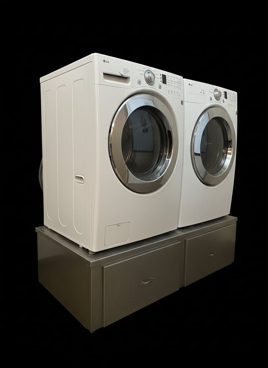 LG Front-Load Washer and Dryer Set with Pedestals