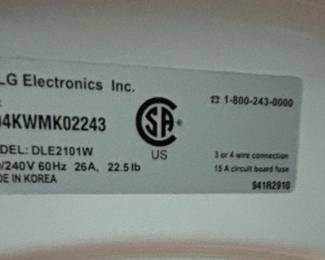 LG DLE2101W Electric Dryer