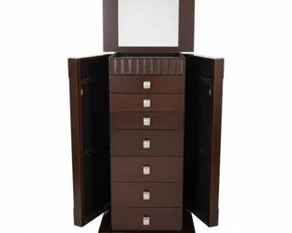 Tall Standing Jewelry Armoire with Mirror