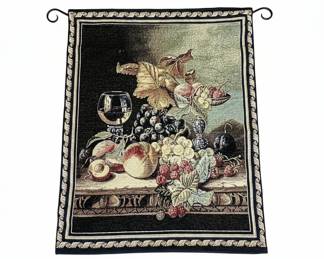 Still Life Fruit and Wine Woven Wall Tapestry
