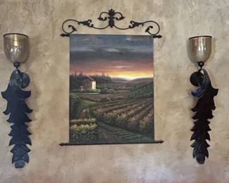 Tuscan-Style Wall Sconce and Art Set